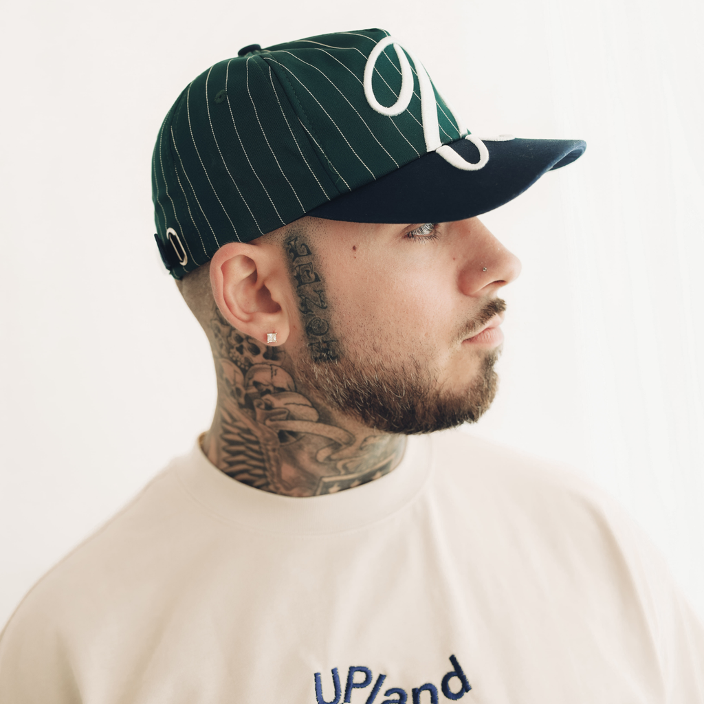 Green Pinstripe Script Hat