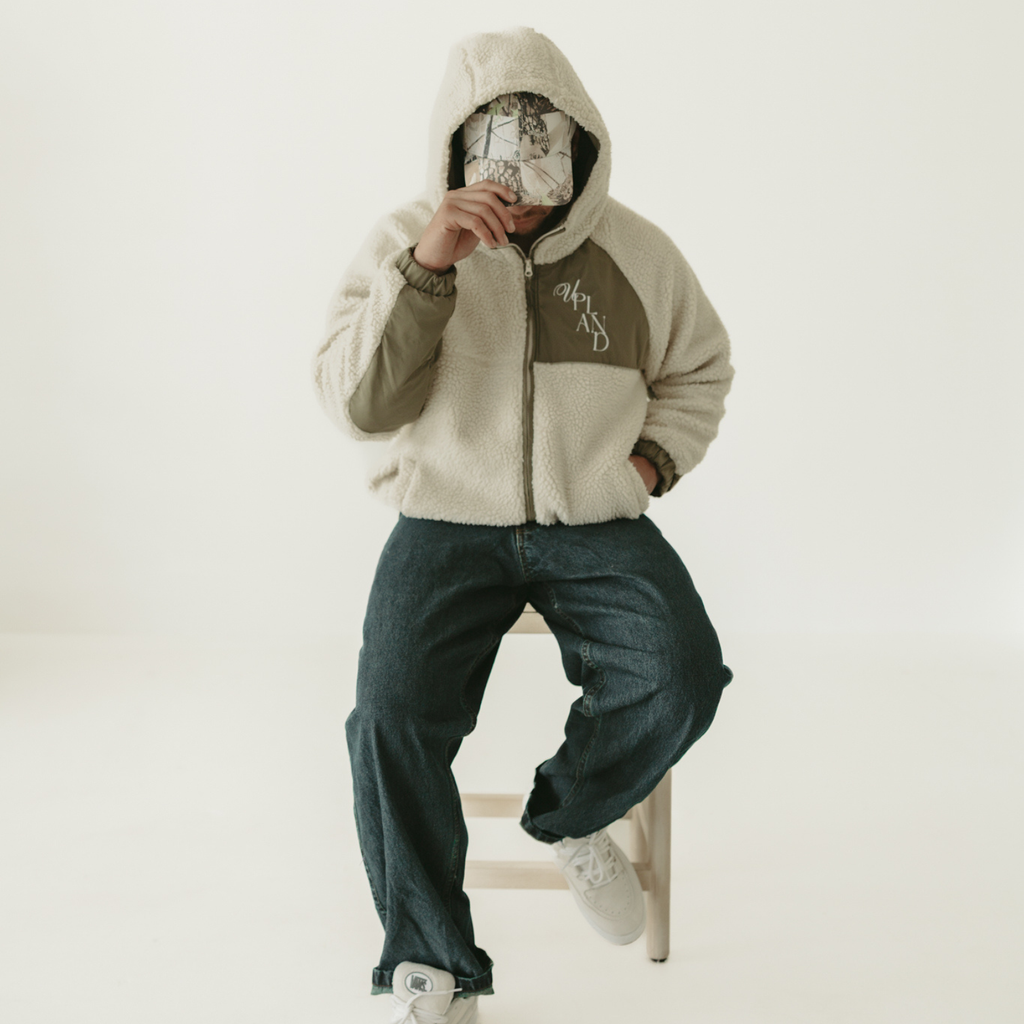 Pistachio Color Block Sherpa Fleece Jacket