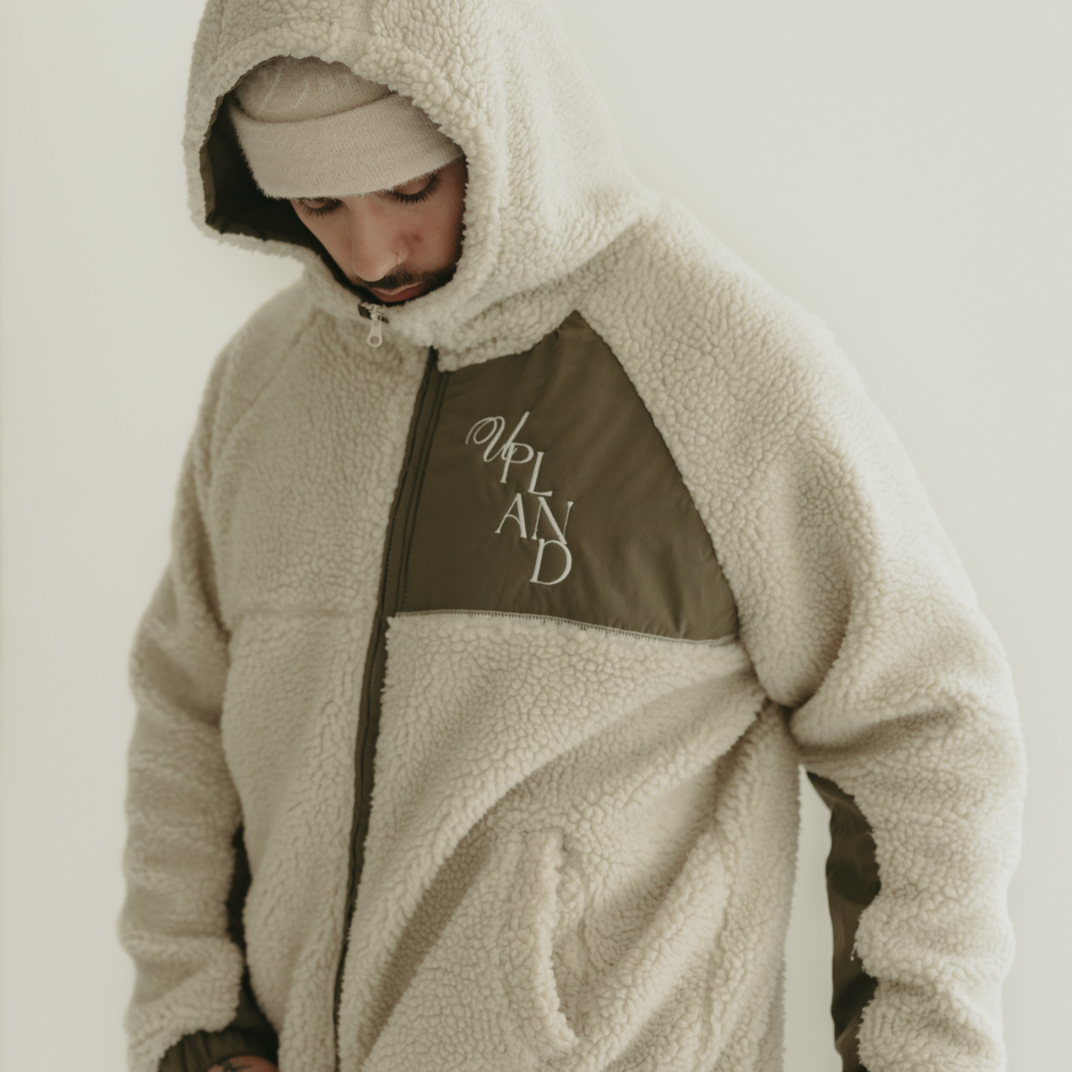 Pistachio Color Block Sherpa Fleece Jacket
