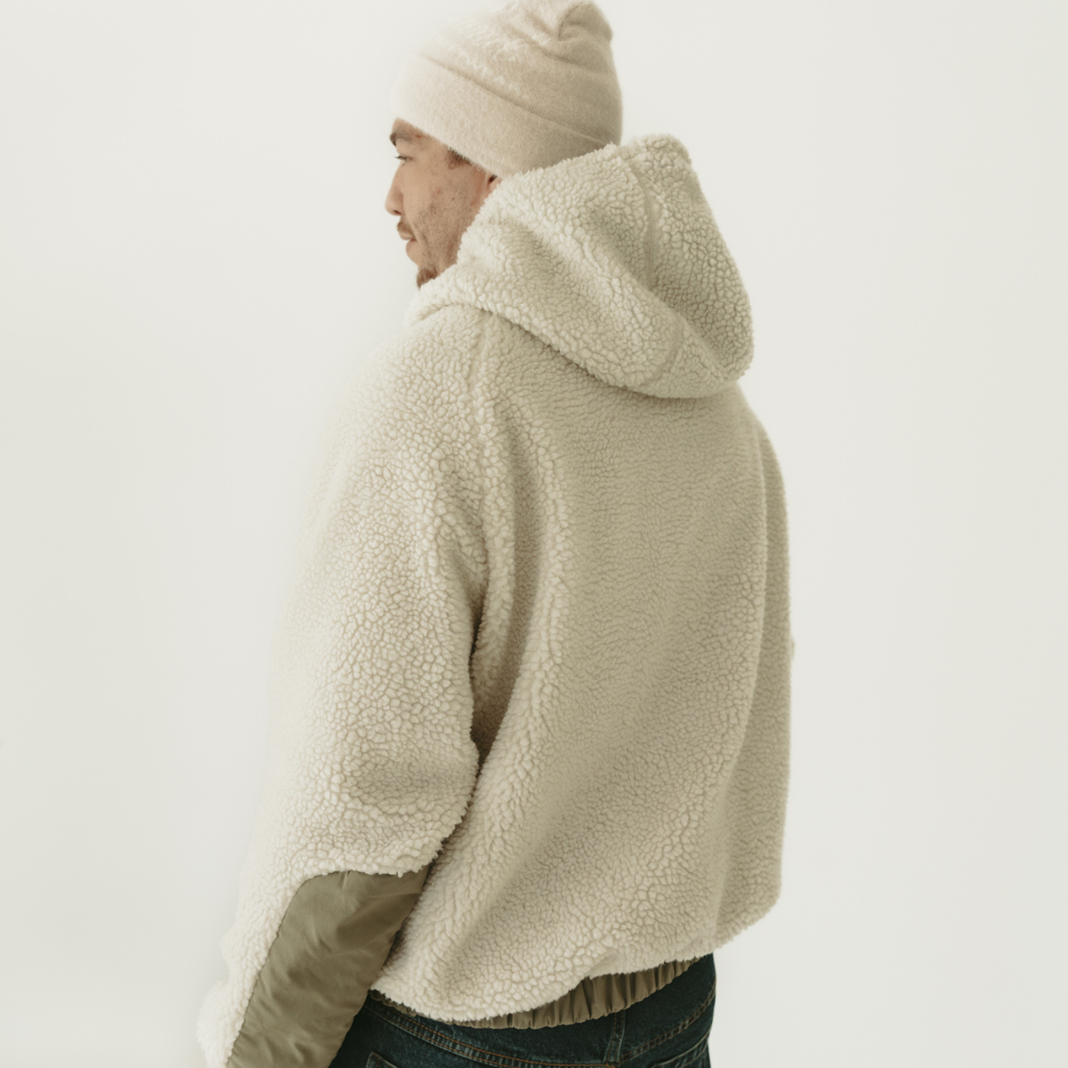 Pistachio Color Block Sherpa Fleece Jacket