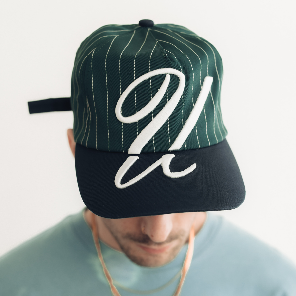 Green Pinstripe Script Hat