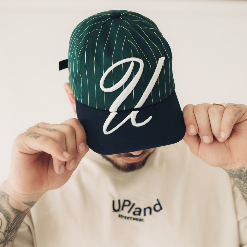 Green Pinstripe Script Hat