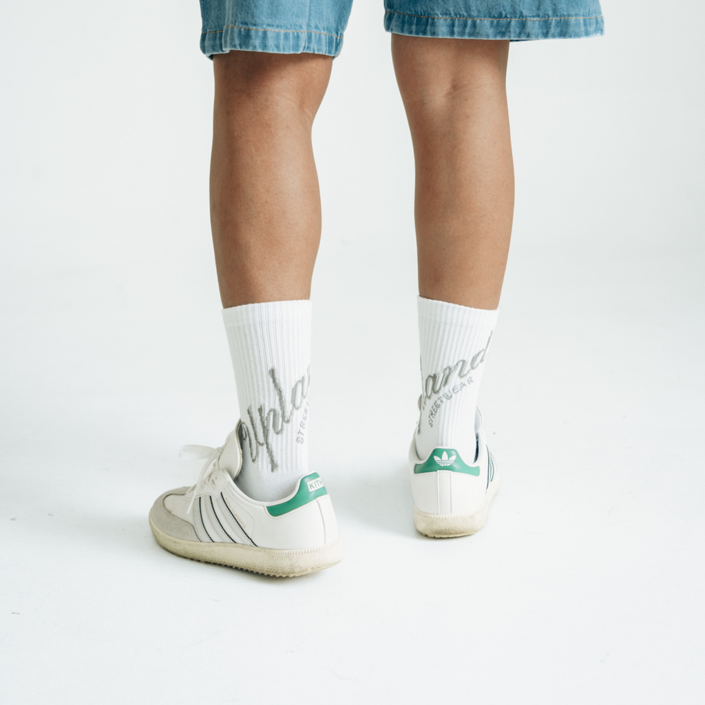 Grey Cursive Socks
