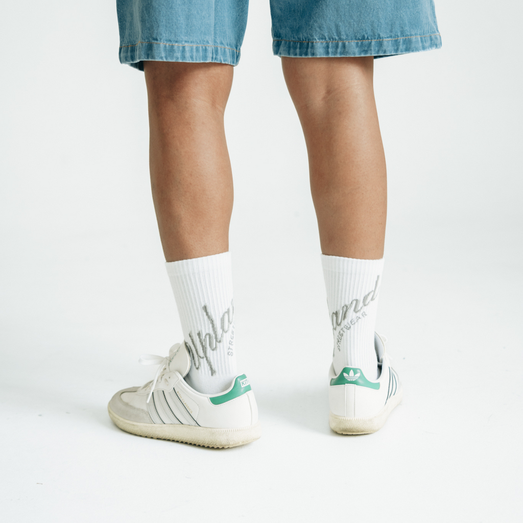 Grey Cursive Socks