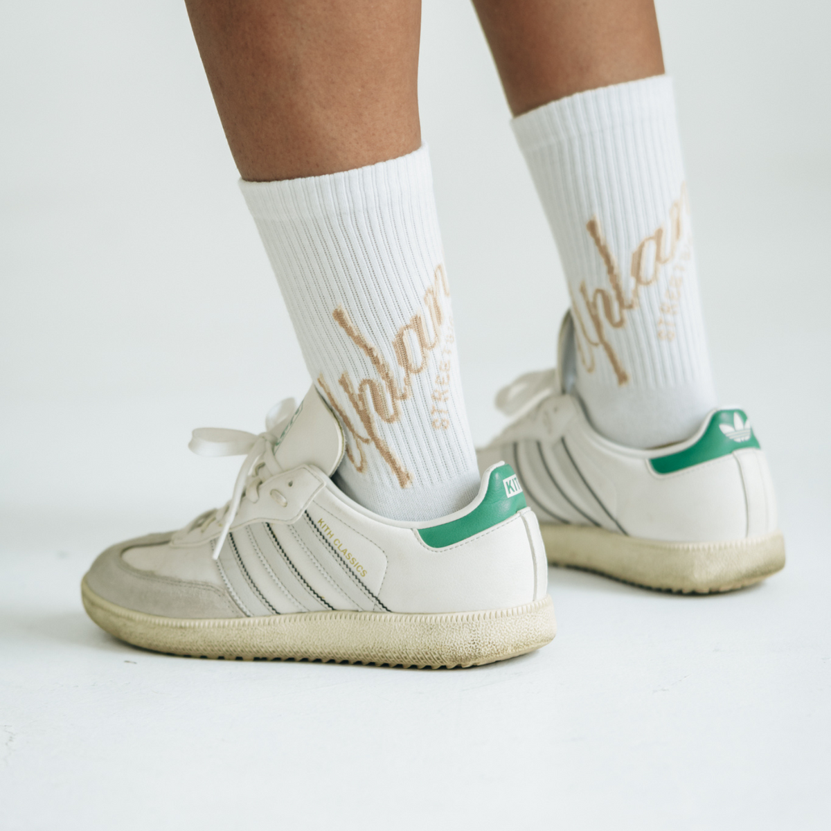 Cream Cursive Socks